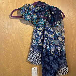 Zeen blue multi-print scarf.